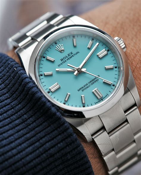 rolex oyster perpetual blau|Rolex Oyster Perpetual tiffany blue.